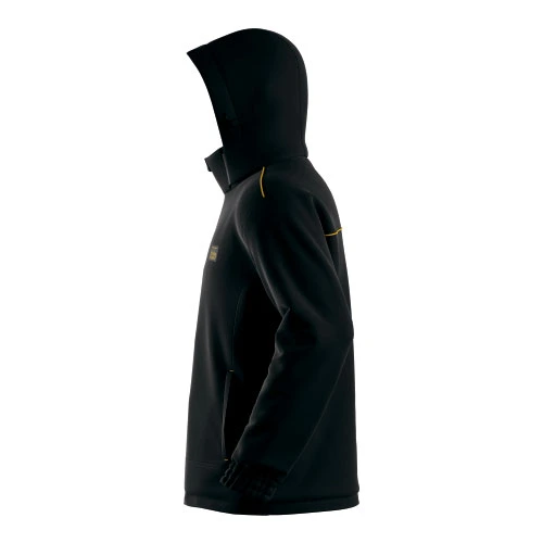 black hooded rain jacket