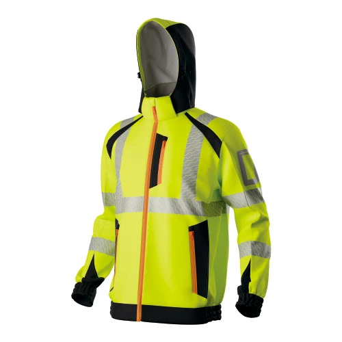 stretchy waterproof softshell hooded jacket for high vis padded jacket